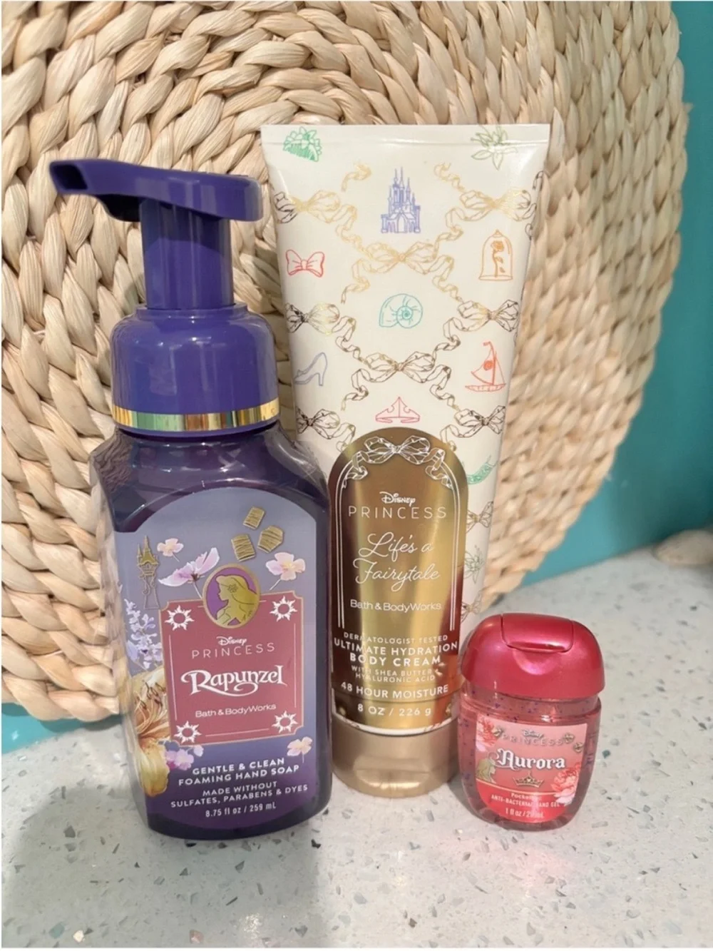 Bath&Body Works Disney Princess Body Cream, Rapunzel Soap, Aurora Sanitizer